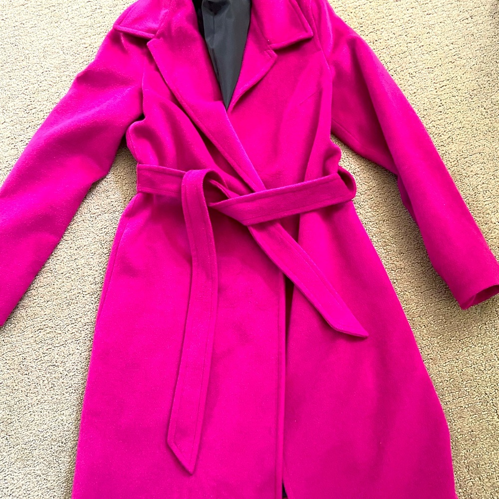 Stunning robe wrap coat in berry